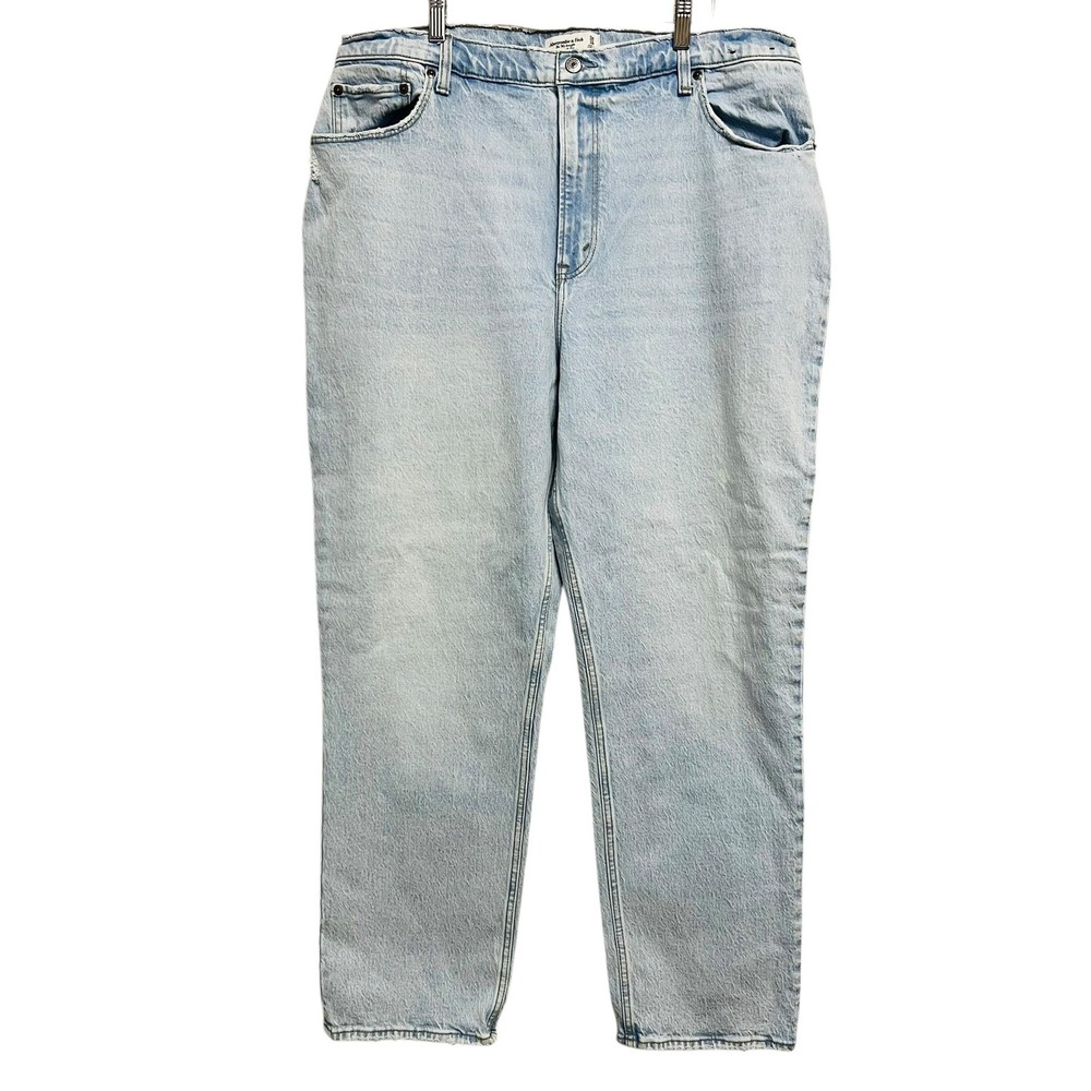 Abercrombie & Fitch 90s Straight Jeans Womens 18 High Rise Curve Love Light Wash